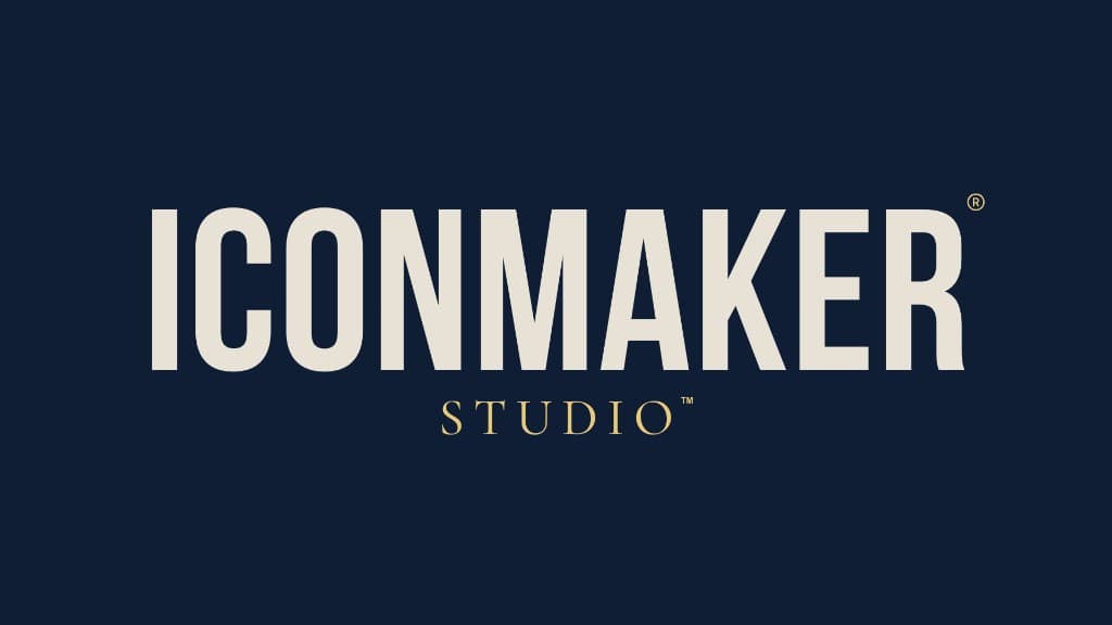 Iconmaker Studio wordmark on a dark navy background